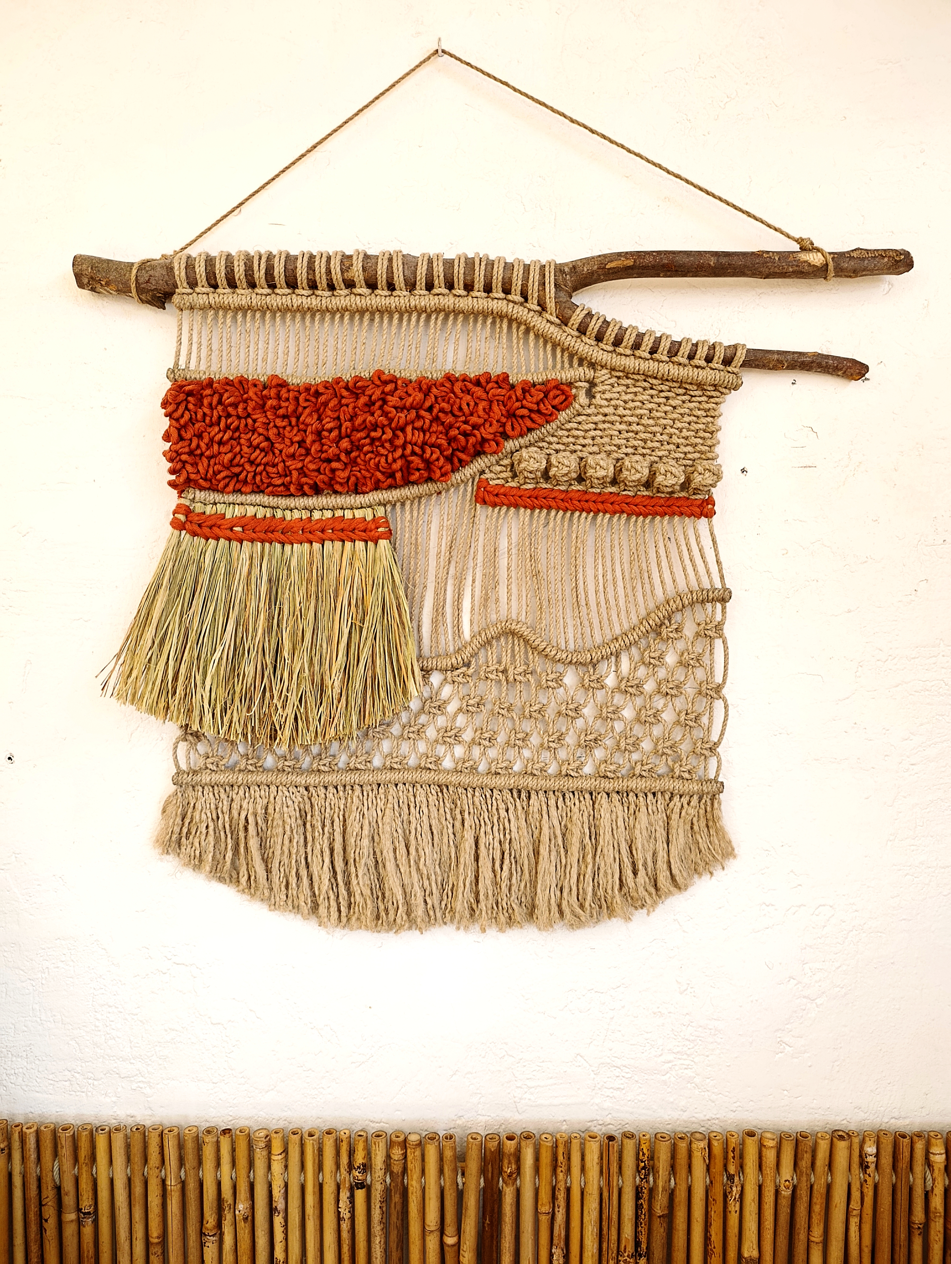 Full shot of Campo en Julio by Koko Bamboo, piece of decorative wall art in natural materials 